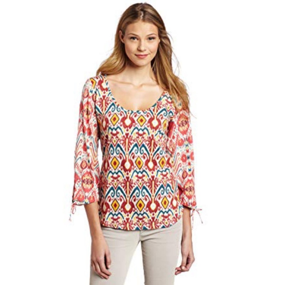 Lucky Brand Tina Ikat Top Cream Multi S
